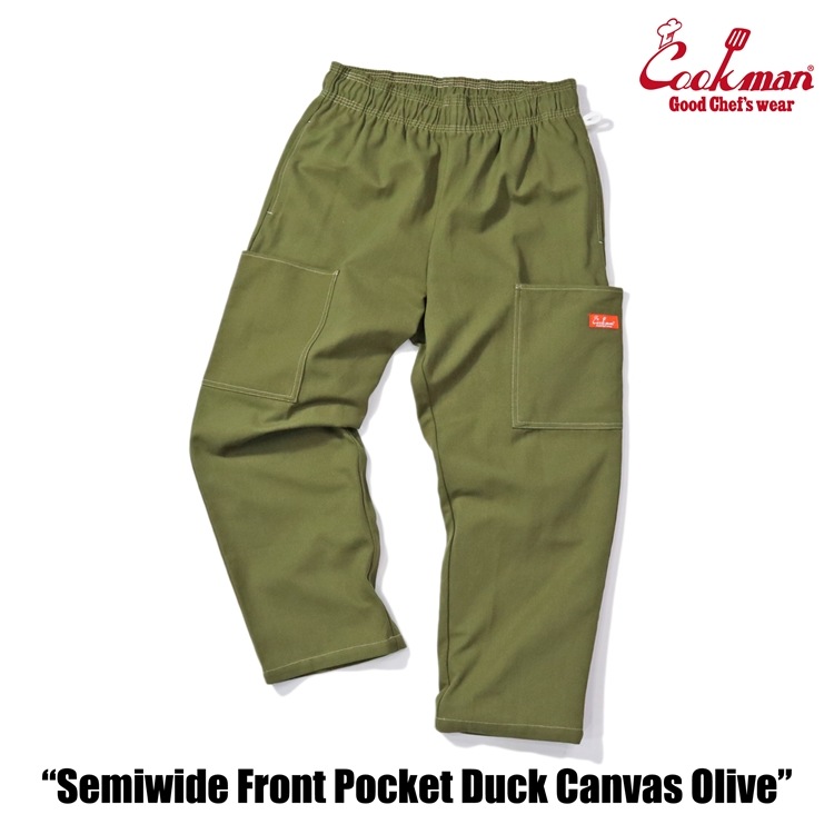 �����եѥ�� Chef Pants Semiwide Front Pocket Duck Canvas Olive
