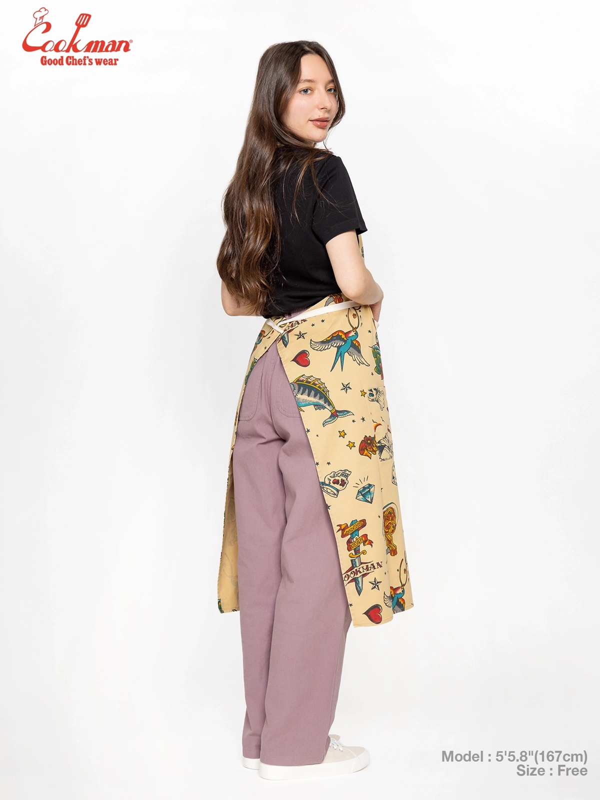 ���󥰥��ץ��� Long Apron Old Tattoo Beige