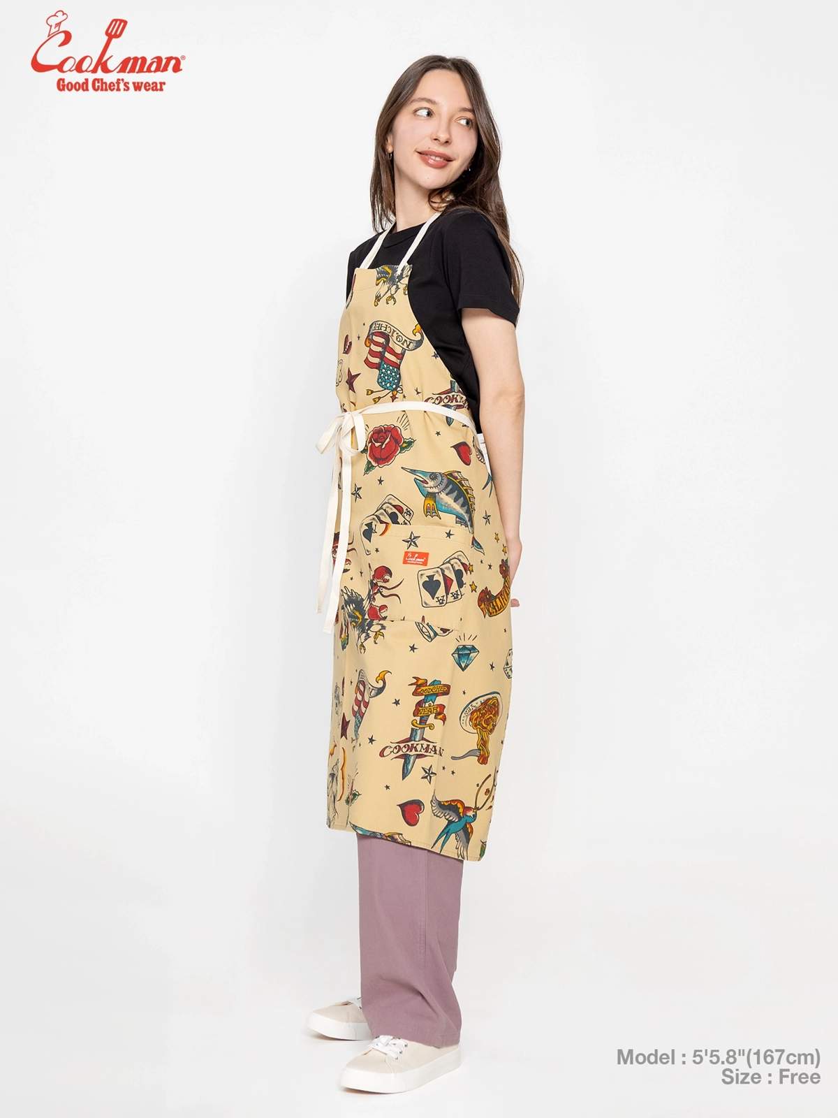 ���󥰥��ץ��� Long Apron Old Tattoo Beige
