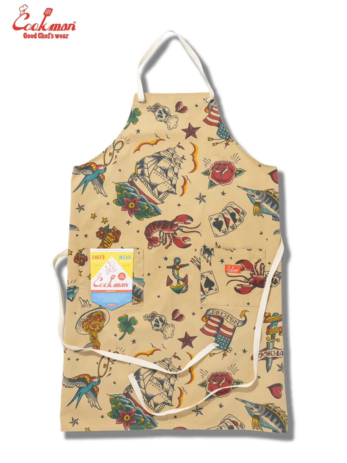 ���󥰥��ץ��� Long Apron Old Tattoo Beige