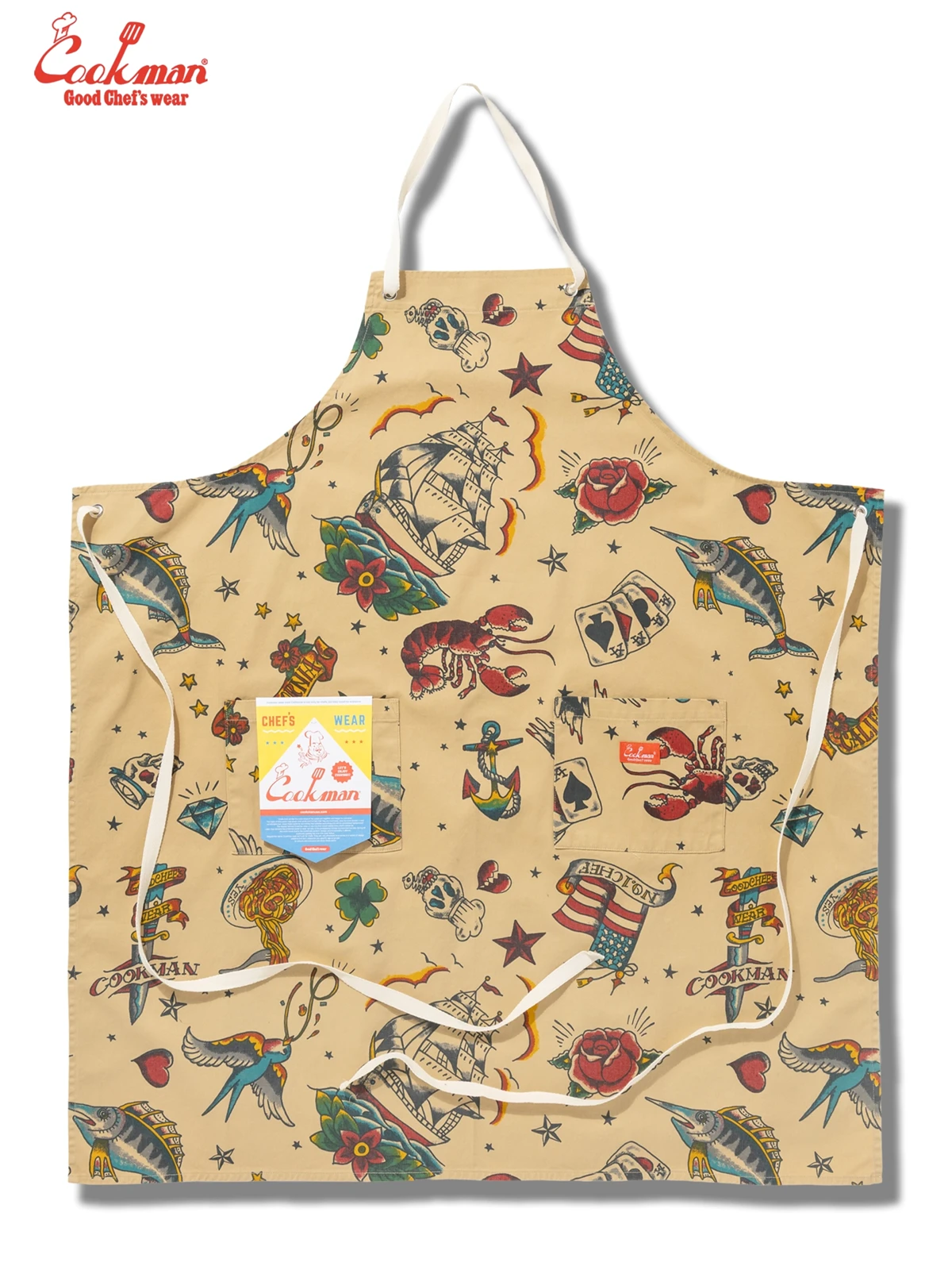 ���󥰥��ץ��� Long Apron Old Tattoo Beige