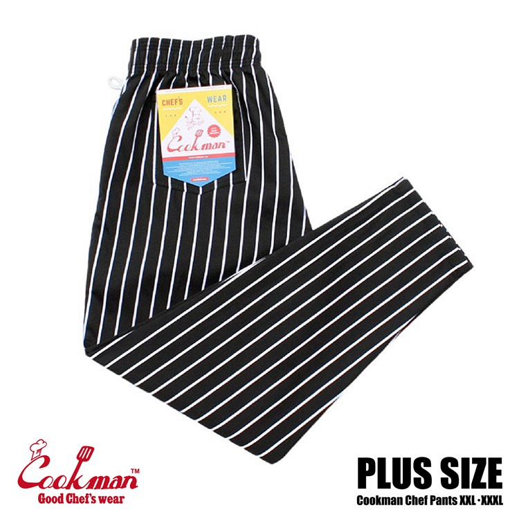 եѥ Chef Pants Stripe Black Plus Size