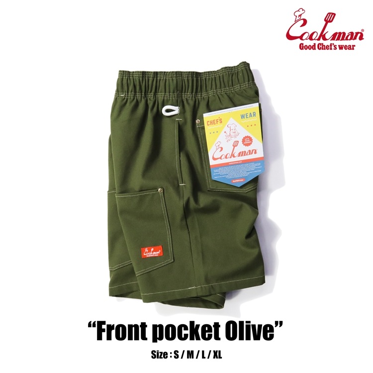 եѥ Chef Pants Short Front pocket Olive