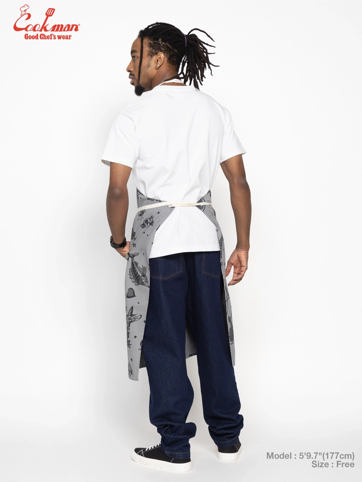 ���󥰥��ץ��� Long Apron Old Tattoo Gray