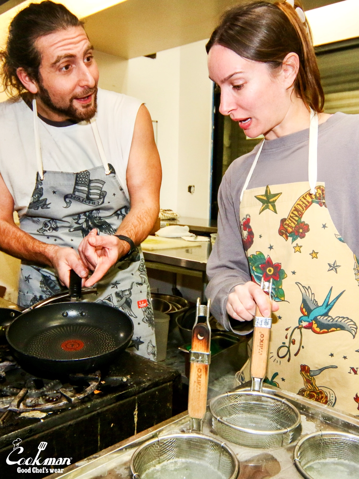 ���󥰥��ץ��� Long Apron Old Tattoo Gray