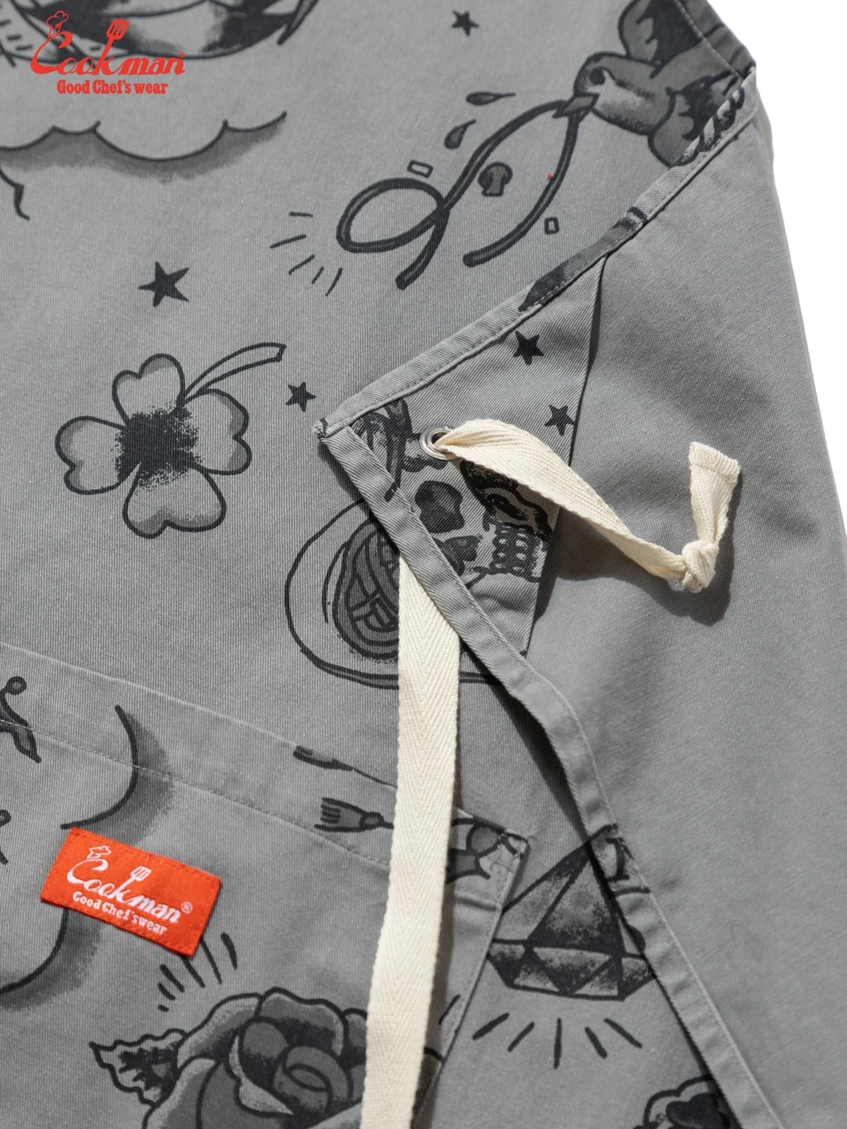 ���󥰥��ץ��� Long Apron Old Tattoo Gray