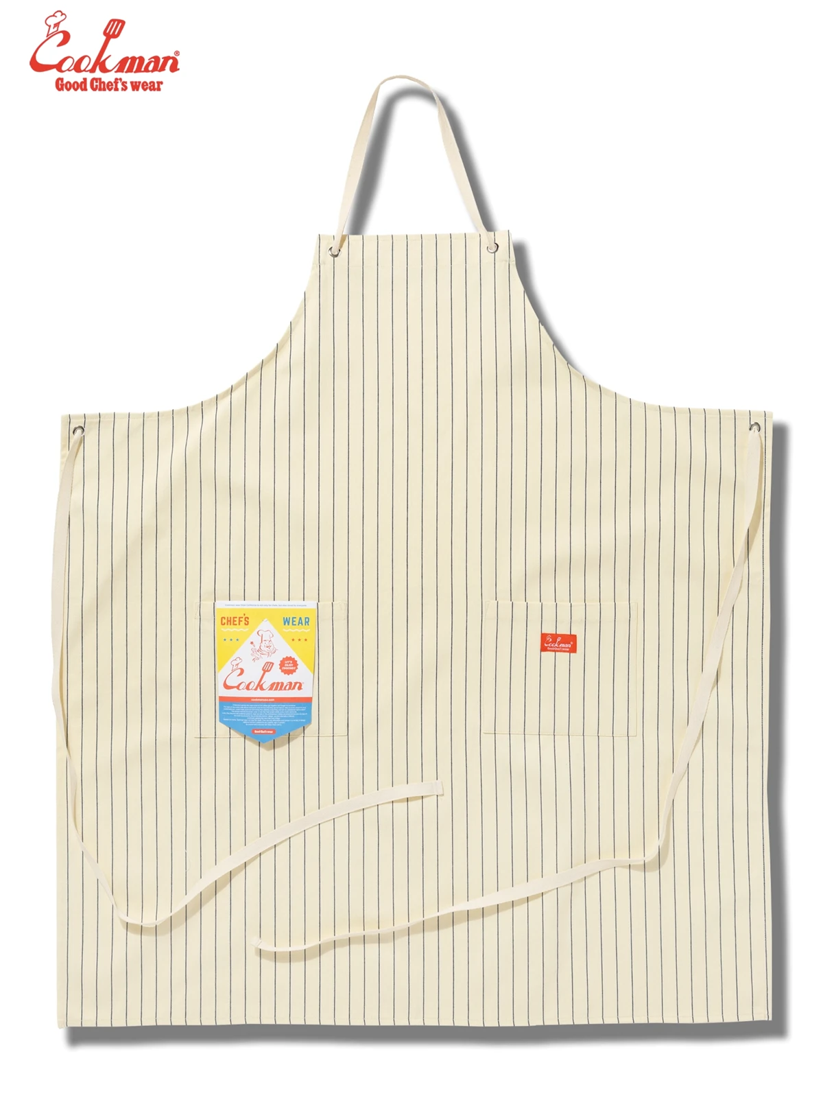 ���󥰥��ץ��� Long Apron Herringbone Stripe Cream
