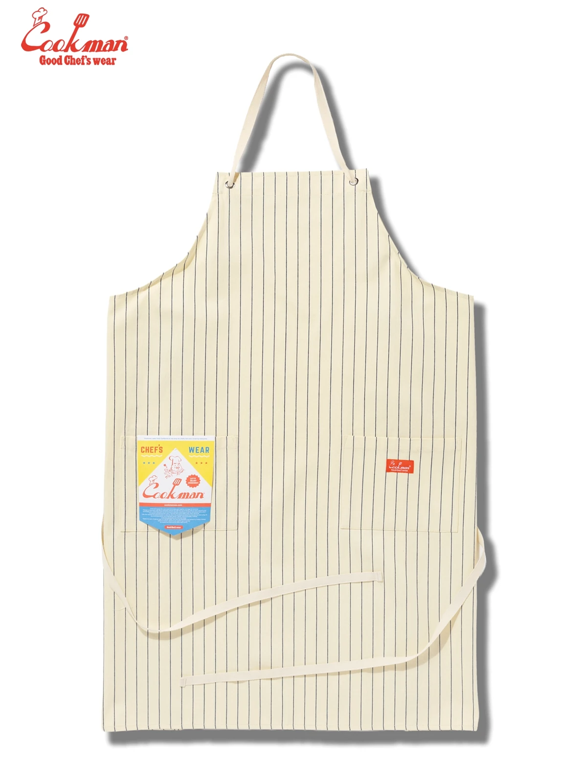 ���󥰥��ץ��� Long Apron Herringbone Stripe Cream