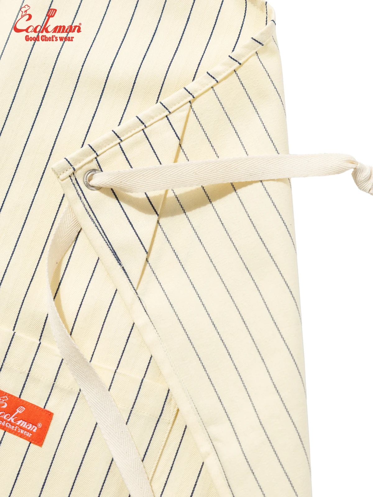 ���󥰥��ץ��� Long Apron Herringbone Stripe Cream
