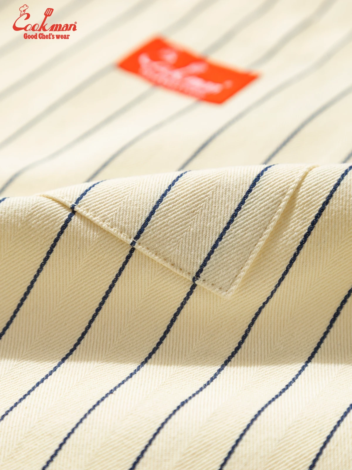 ���󥰥��ץ��� Long Apron Herringbone Stripe Cream