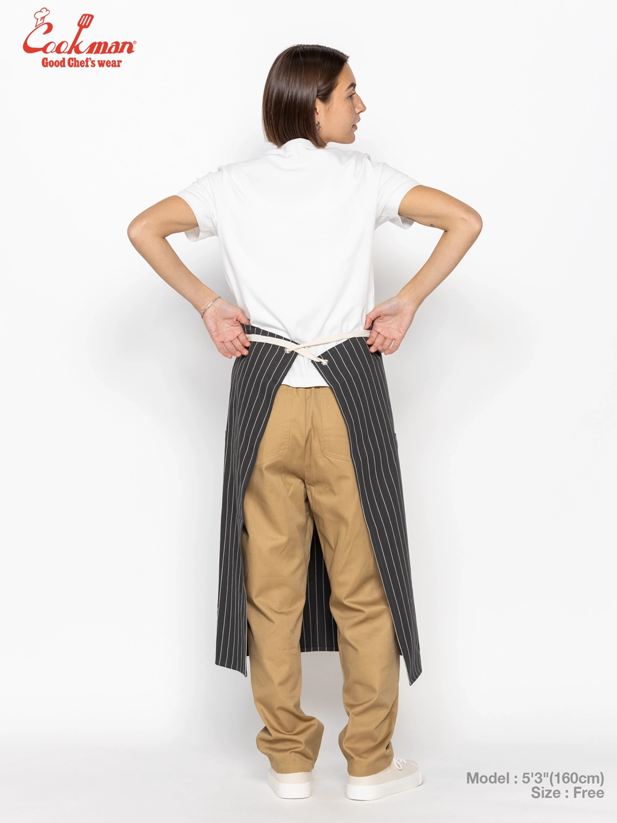 ���󥰥��ץ��� Long Apron Herringbone Stripe Charcoal