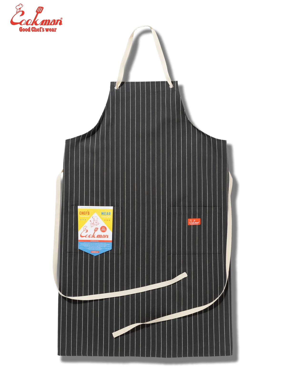 ���󥰥��ץ��� Long Apron Herringbone Stripe Charcoal