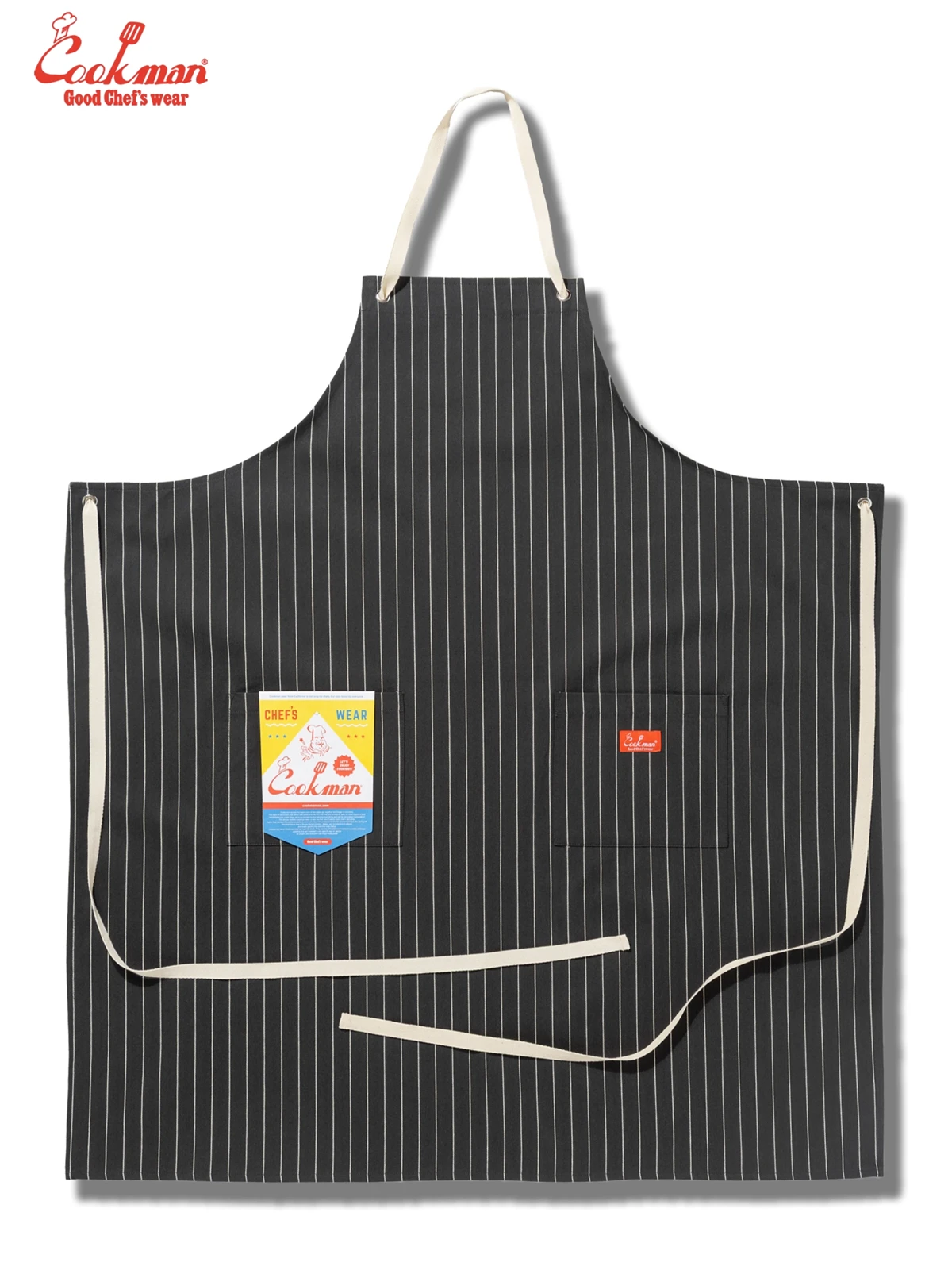 ���󥰥��ץ��� Long Apron Herringbone Stripe Charcoal