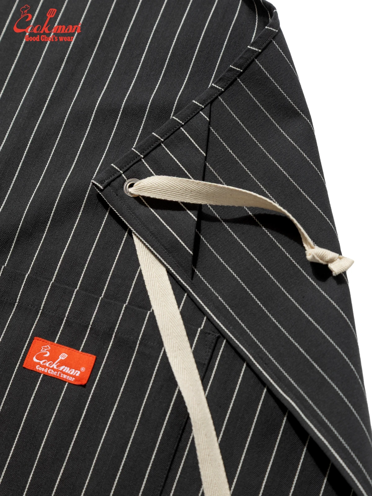 ���󥰥��ץ��� Long Apron Herringbone Stripe Charcoal