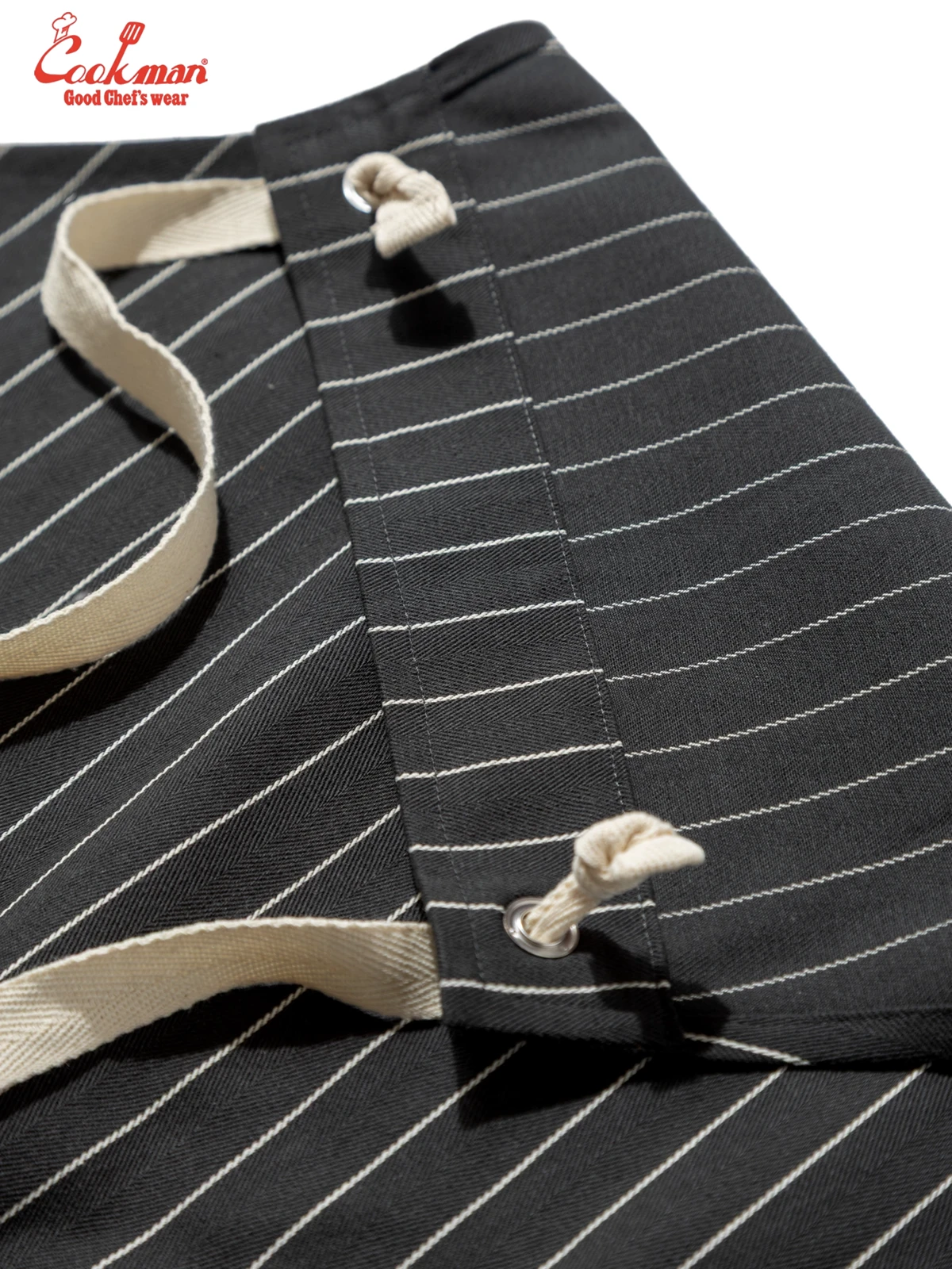 ���󥰥��ץ��� Long Apron Herringbone Stripe Charcoal