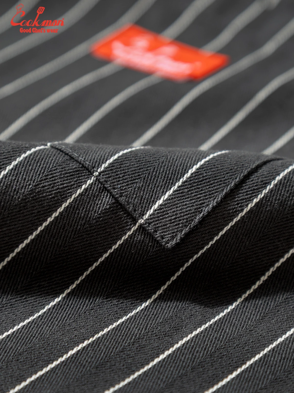 ���󥰥��ץ��� Long Apron Herringbone Stripe Charcoal