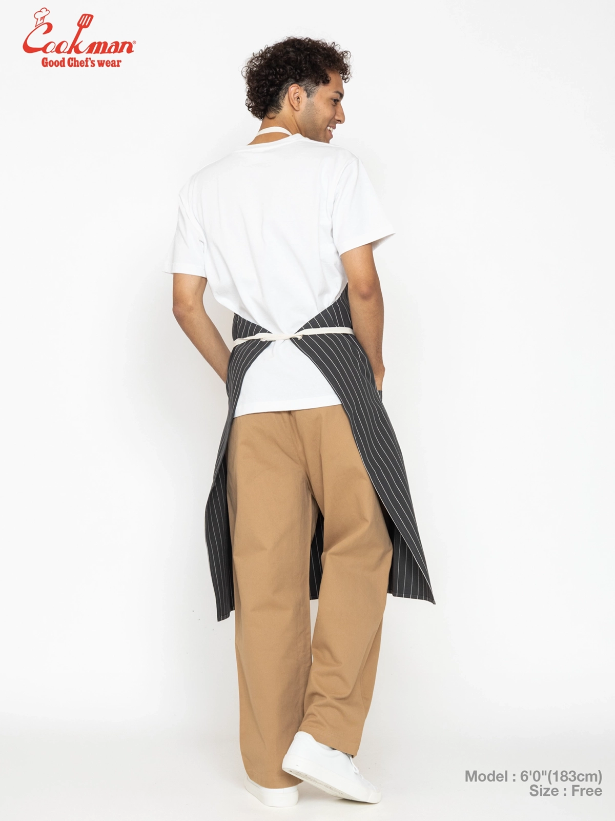 ���󥰥��ץ��� Long Apron Herringbone Stripe Charcoal
