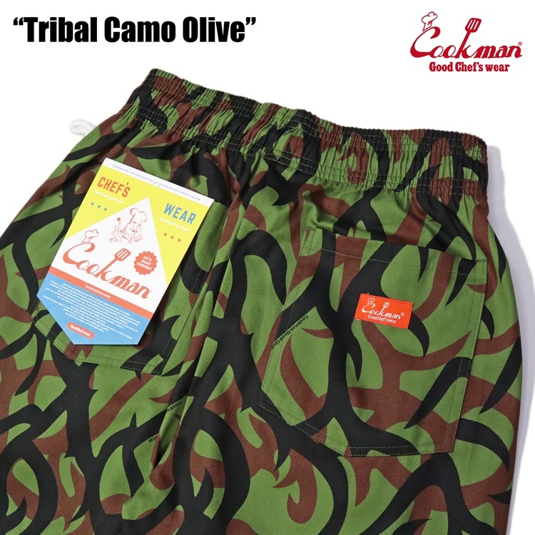 եѥ Chef Pants Tribal Camo Olive