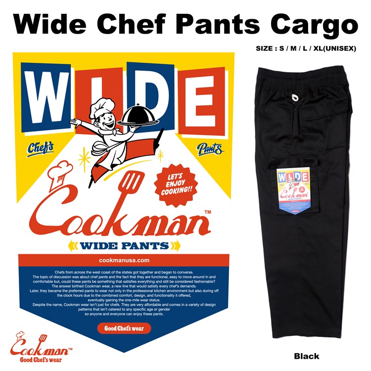 磻ɥեѥ Wide Chef Pants Cargo Black