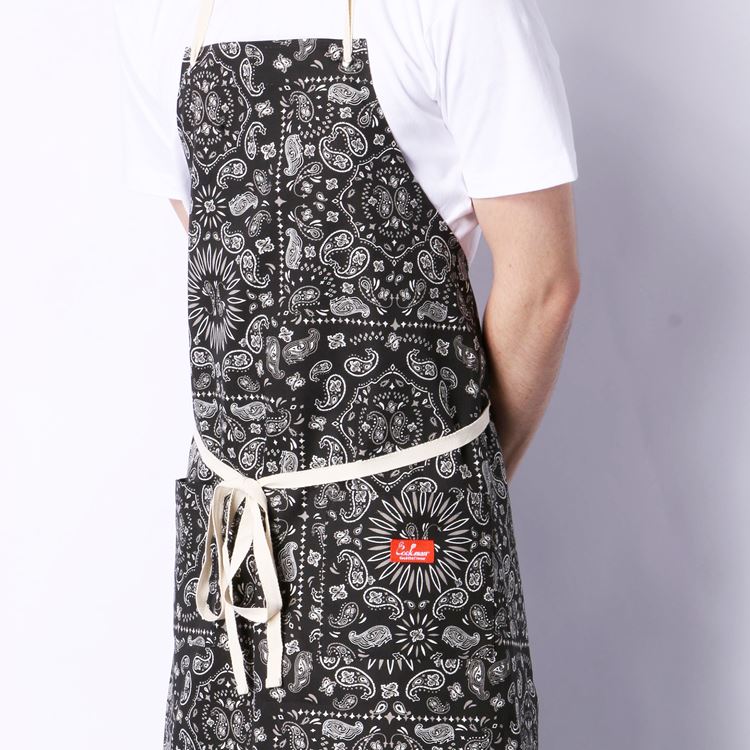 ���󥰥��ץ��� Long Apron Paisley Black