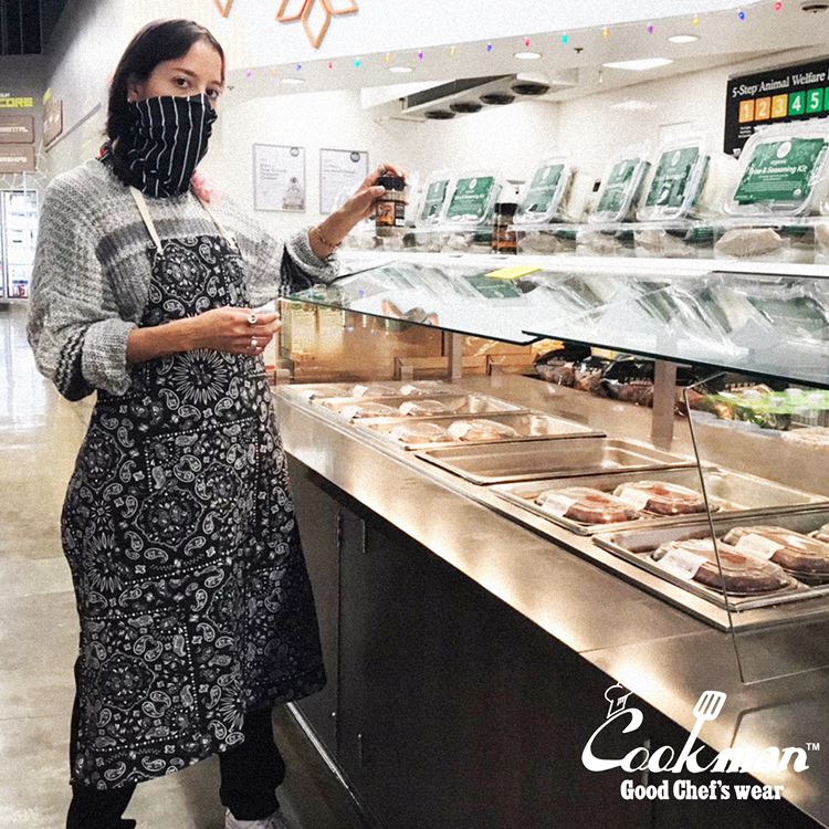 ���󥰥��ץ��� Long Apron Paisley Black