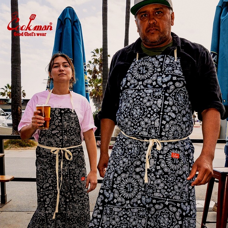 ���󥰥��ץ��� Long Apron Paisley Black