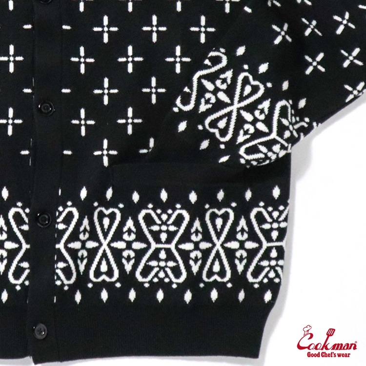 �����ǥ����� Knitted Cardigan Bandanna Cross Black