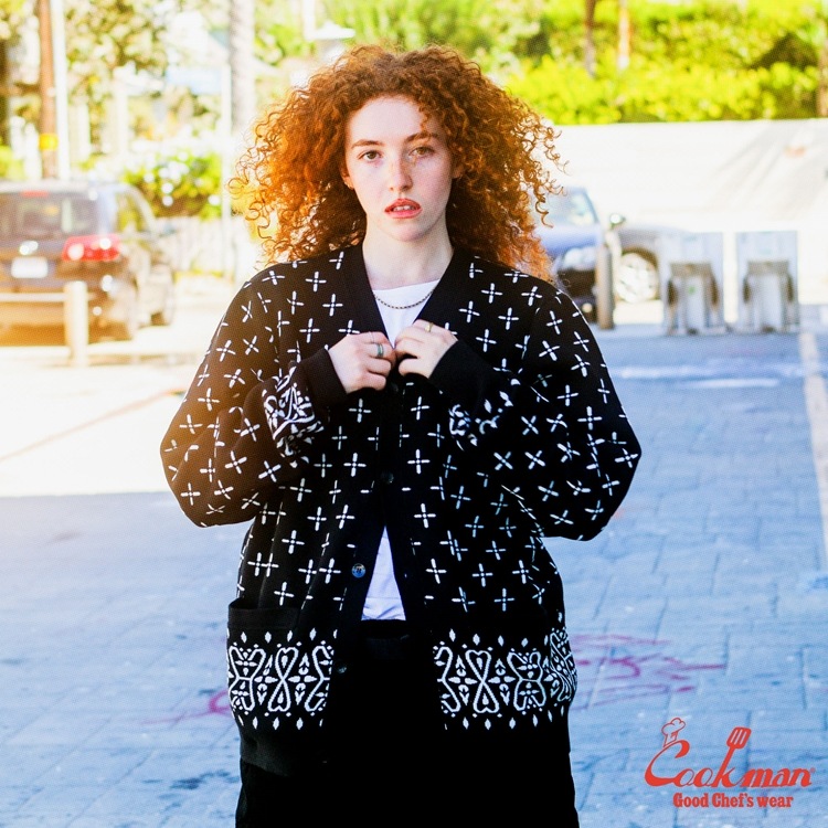 �����ǥ����� Knitted Cardigan Bandanna Cross Black