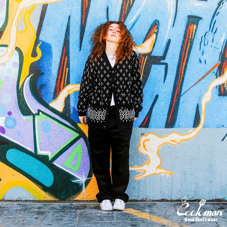 �����ǥ����� Knitted Cardigan Bandanna Cross Black