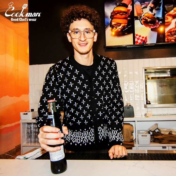 �����ǥ����� Knitted Cardigan Bandanna Cross Black