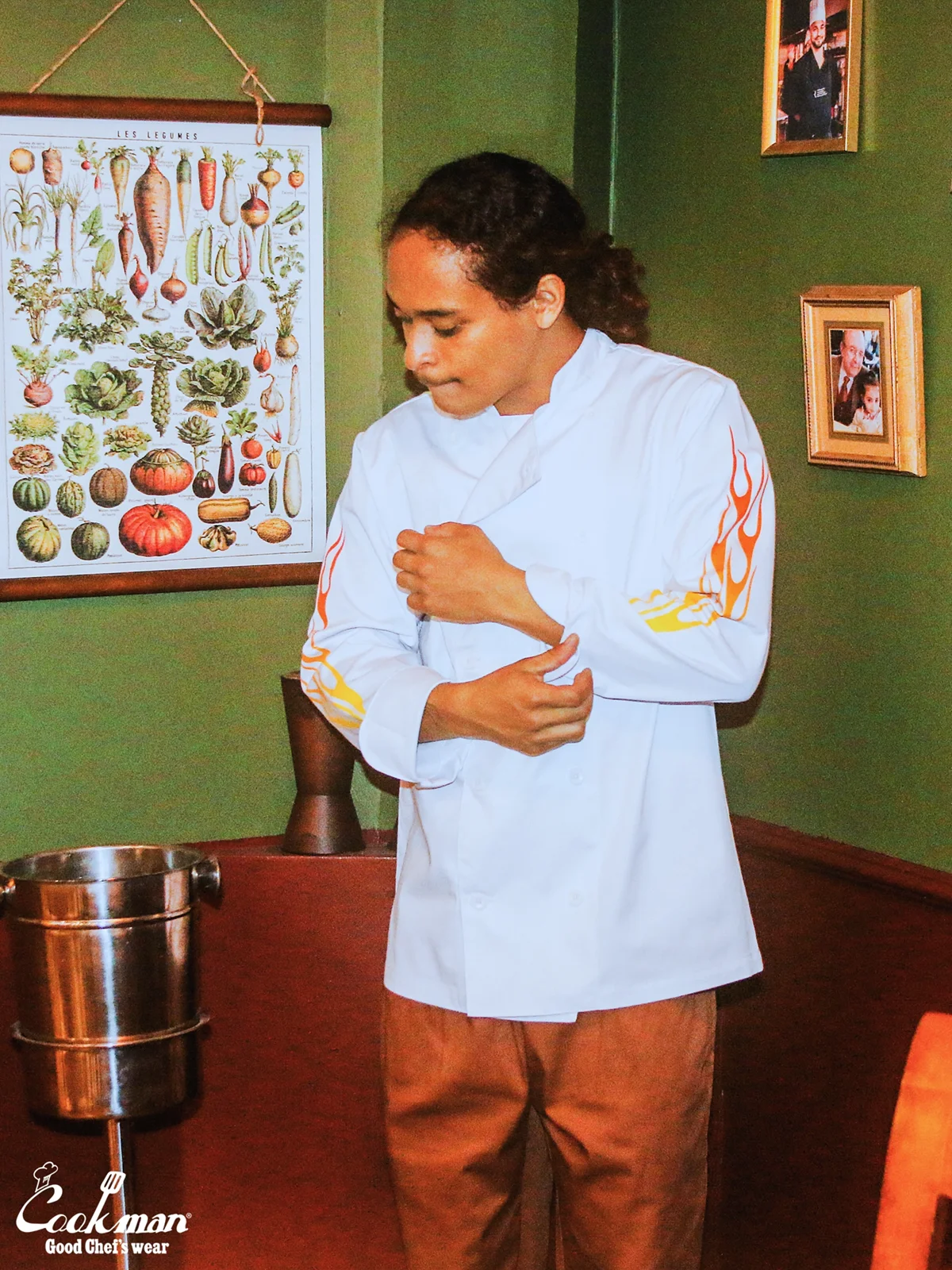 �����ե����� Chef Coat Long Sleeve Vented Gril White