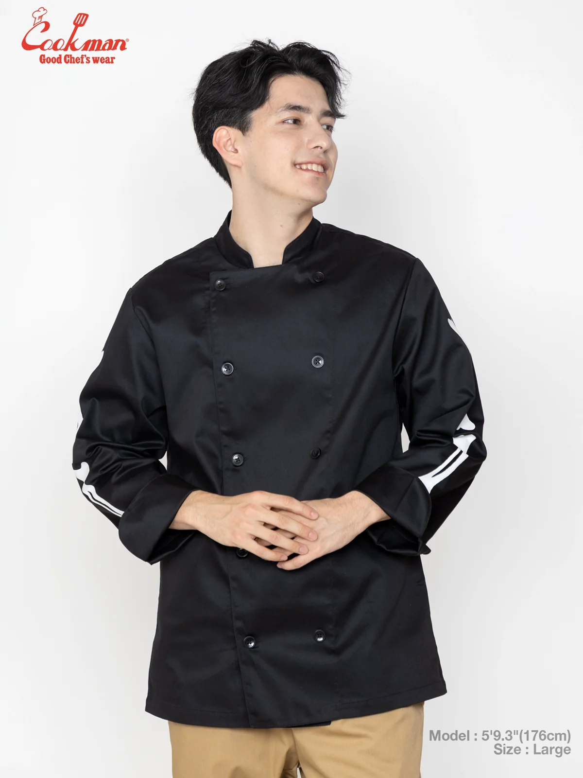 �����ե����� Chef Coat Long Sleeve Vented Skull Bone Black