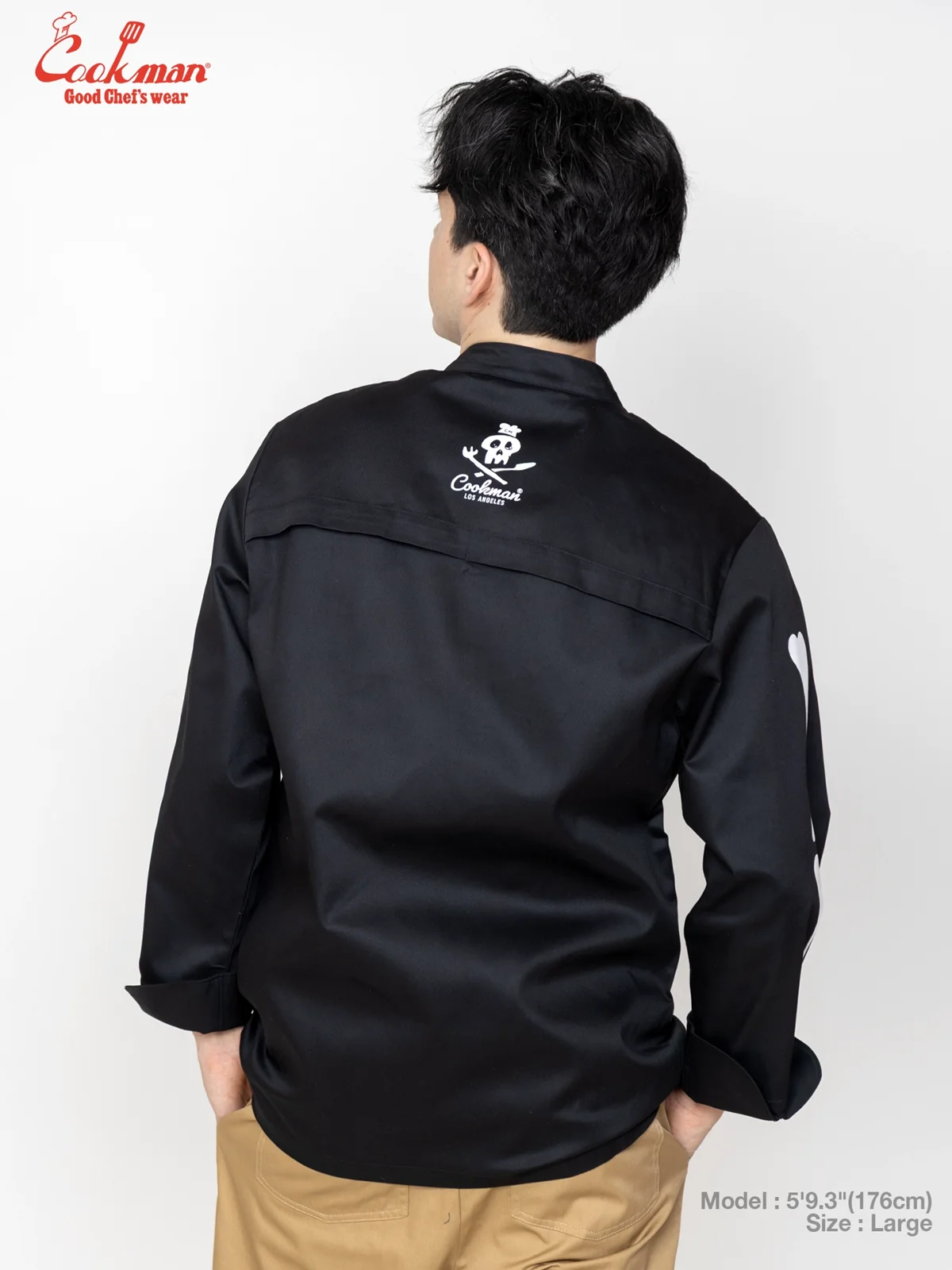 �����ե����� Chef Coat Long Sleeve Vented Skull Bone Black