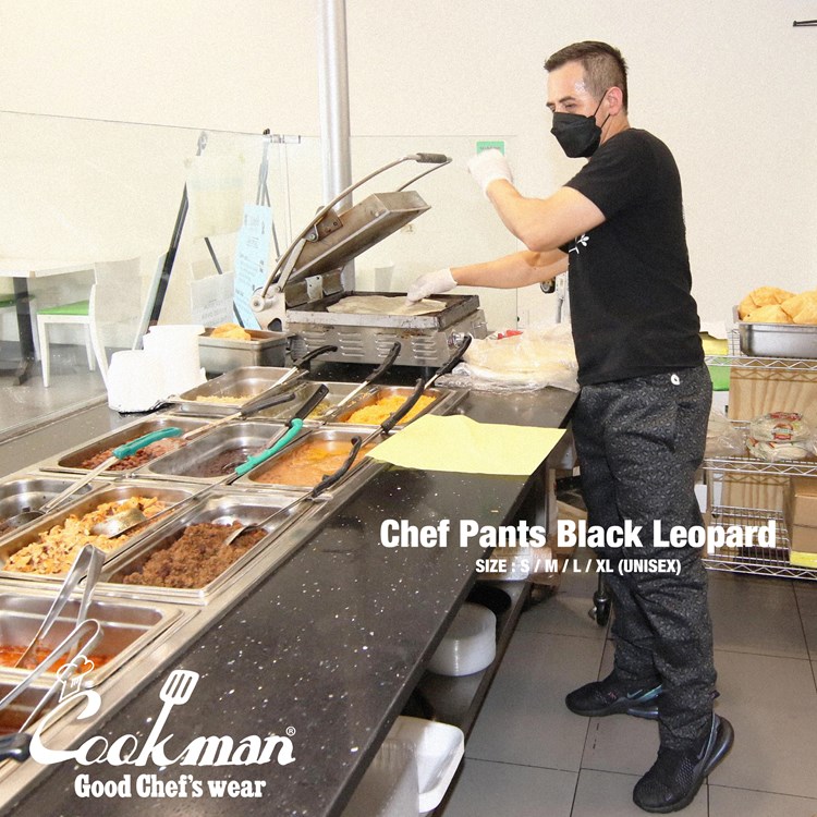 եѥ Chef Pants Black Leopard