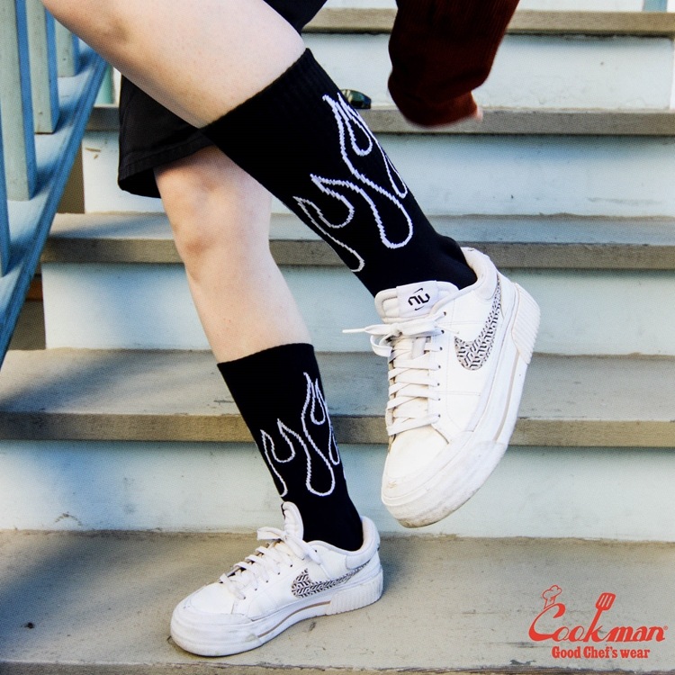 ���å��� Rib Crew Socks Flame Black Black