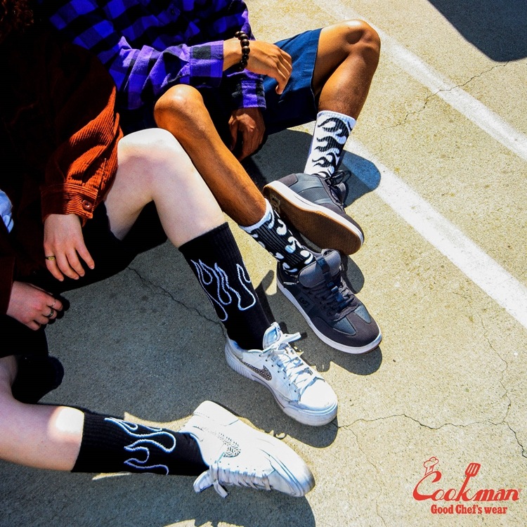 ���å��� Rib Crew Socks Flame Black Black
