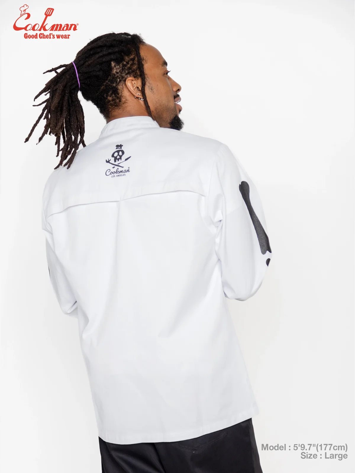 �����ե����� Chef Coat Long Sleeve Vented Skull Bone White