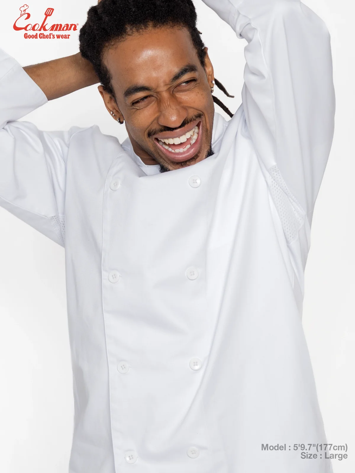 �����ե����� Chef Coat Long Sleeve Vented Skull Bone White