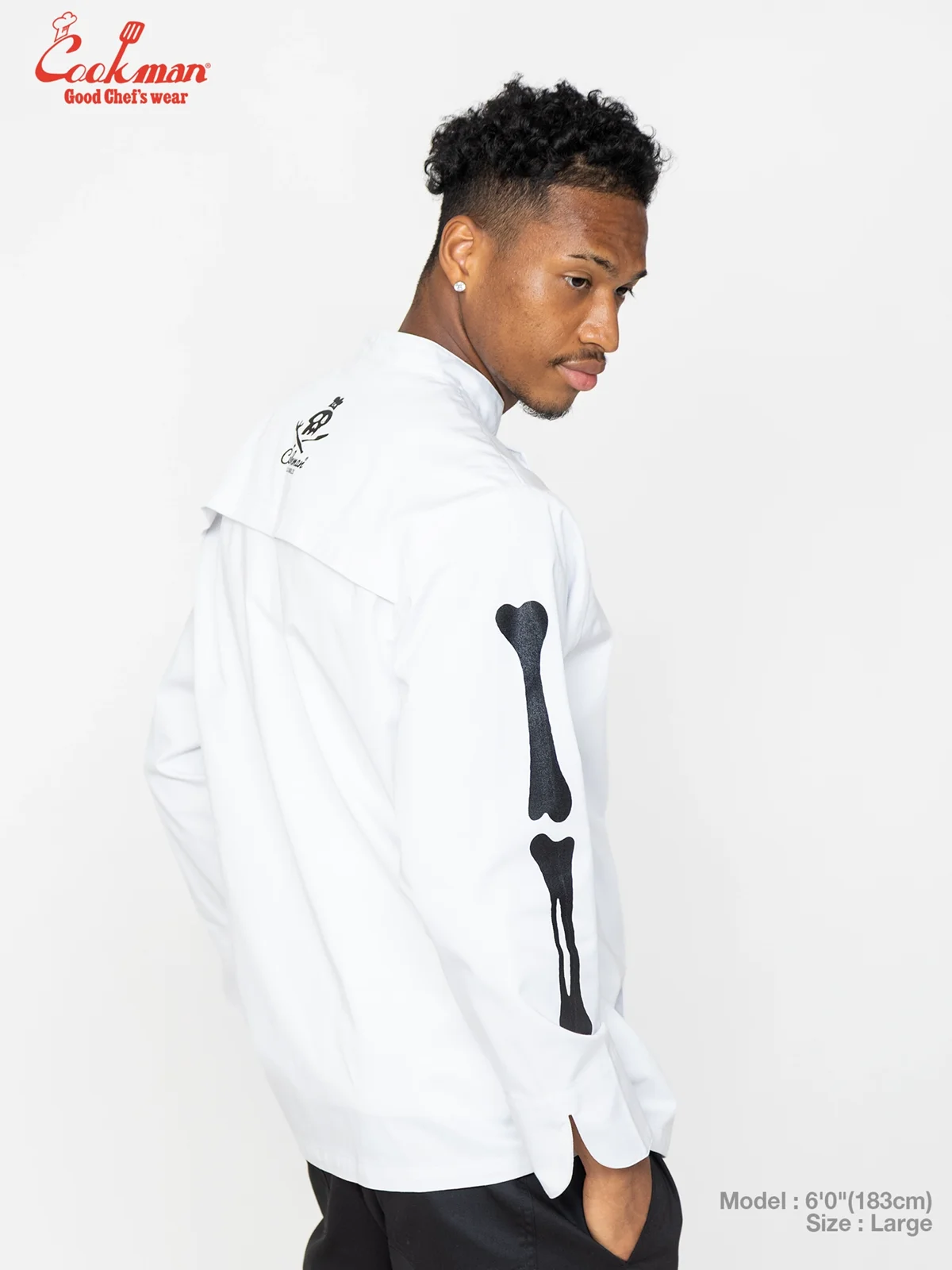�����ե����� Chef Coat Long Sleeve Vented Skull Bone White