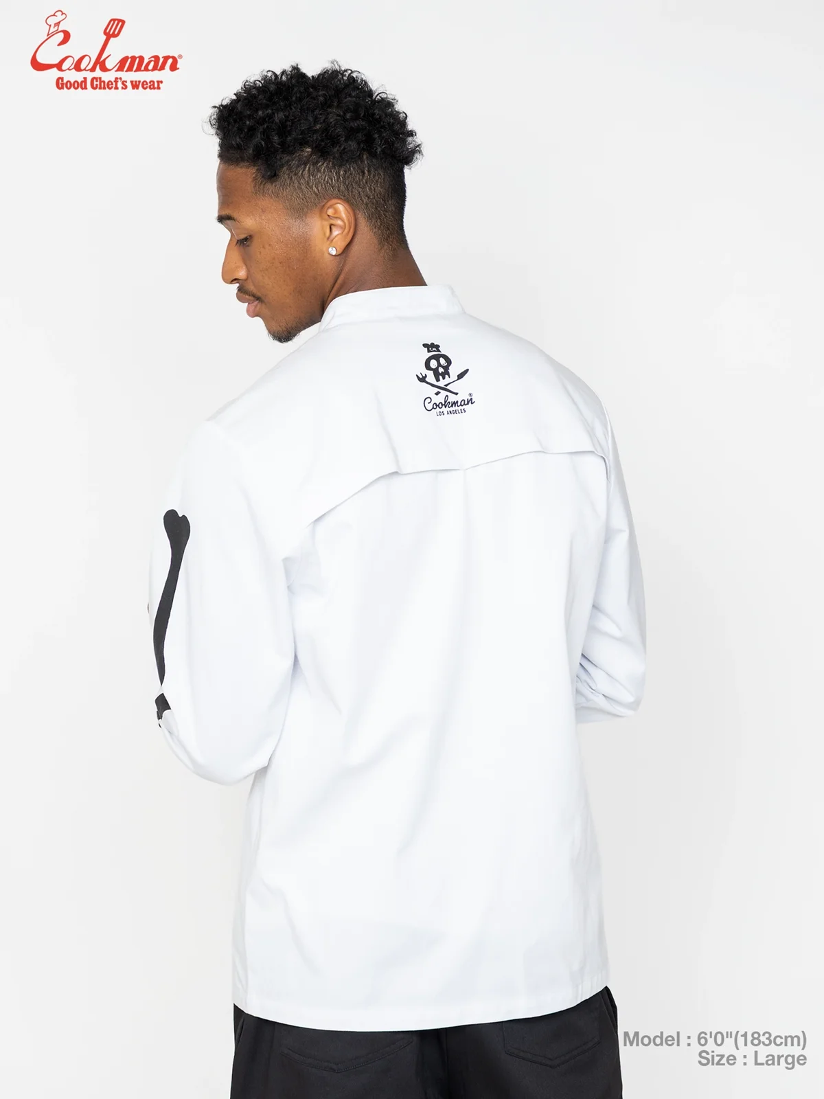 �����ե����� Chef Coat Long Sleeve Vented Skull Bone White
