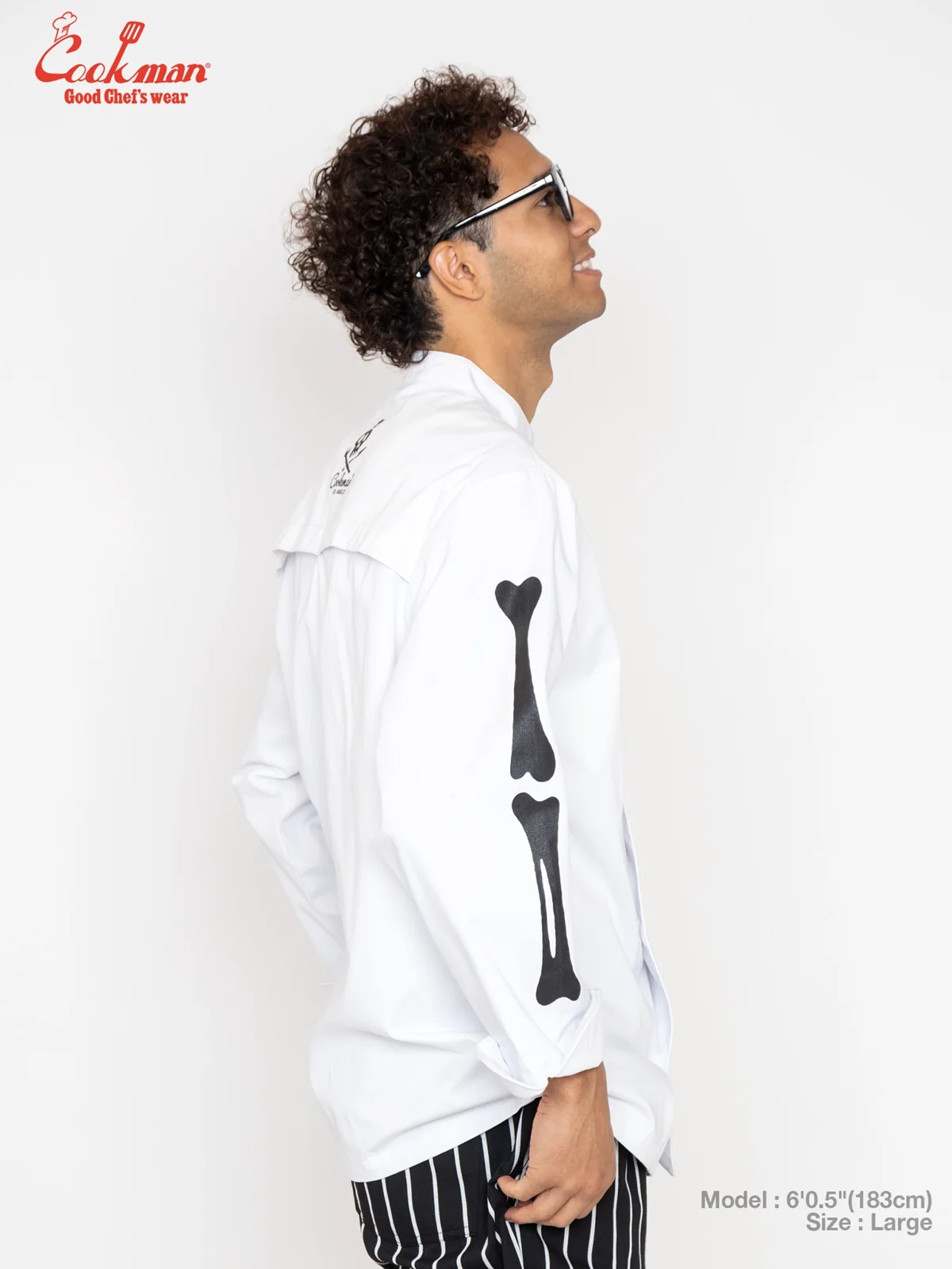 �����ե����� Chef Coat Long Sleeve Vented Skull Bone White
