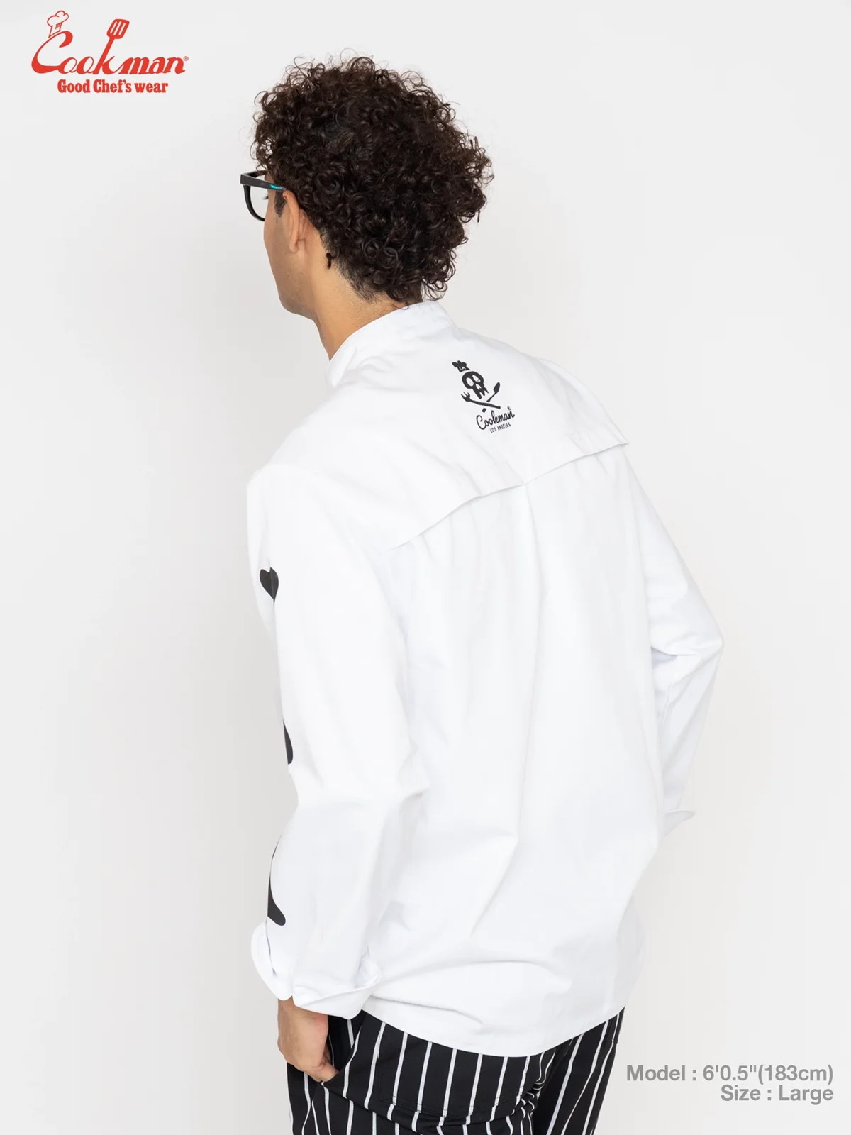 �����ե����� Chef Coat Long Sleeve Vented Skull Bone White