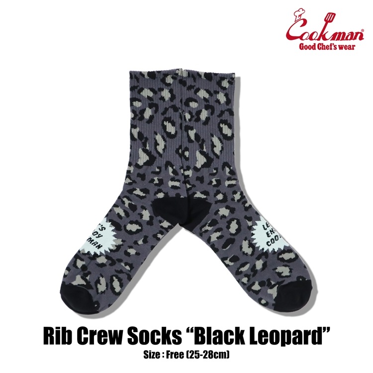 ���å��� Rib Crew Socks Black Leopard