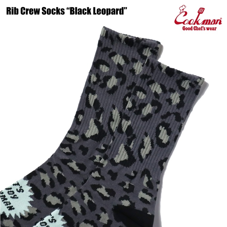 ���å��� Rib Crew Socks Black Leopard