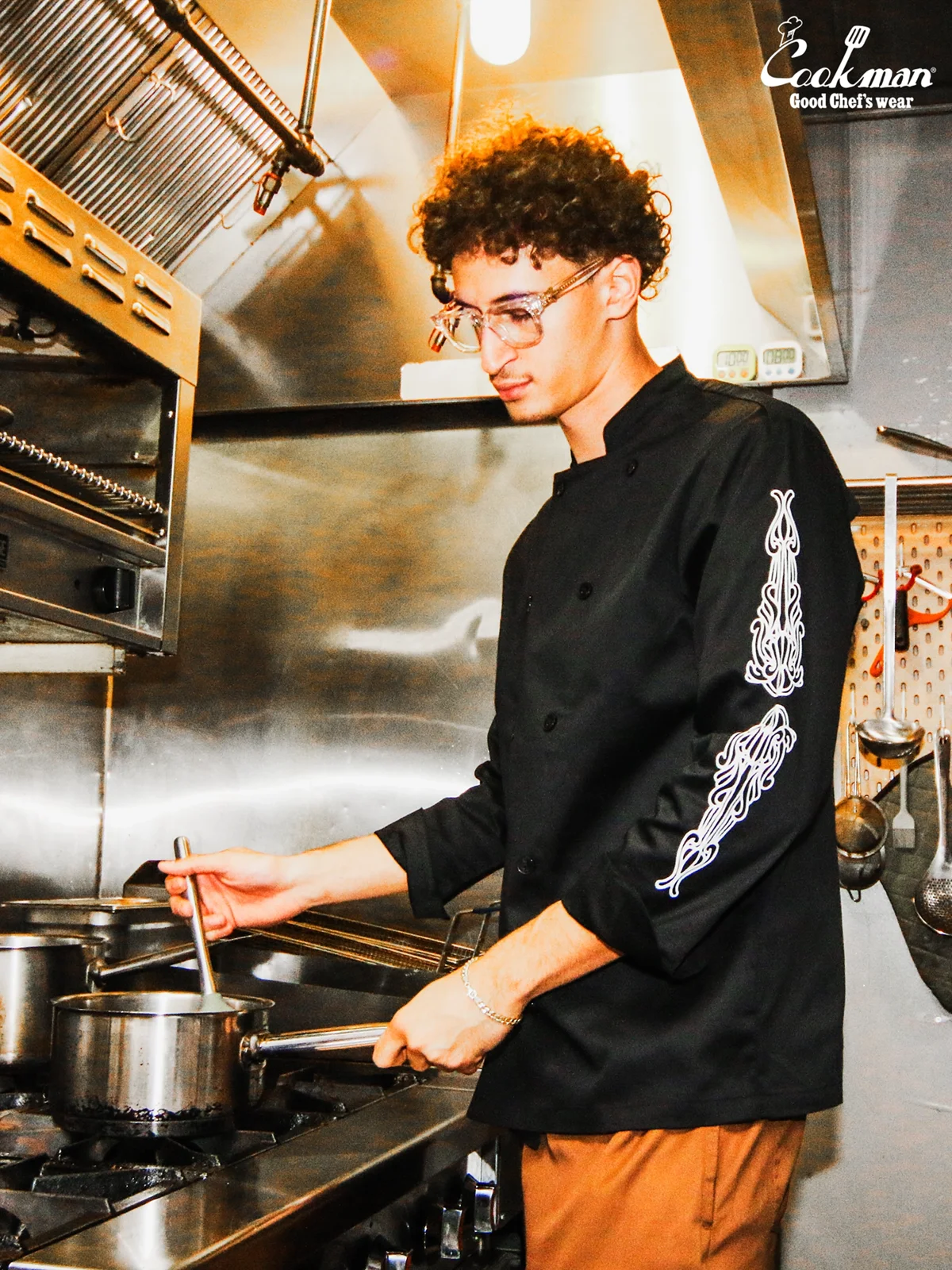 �����ե����� Chef Coat Long Sleeve Vented Cutlery Black