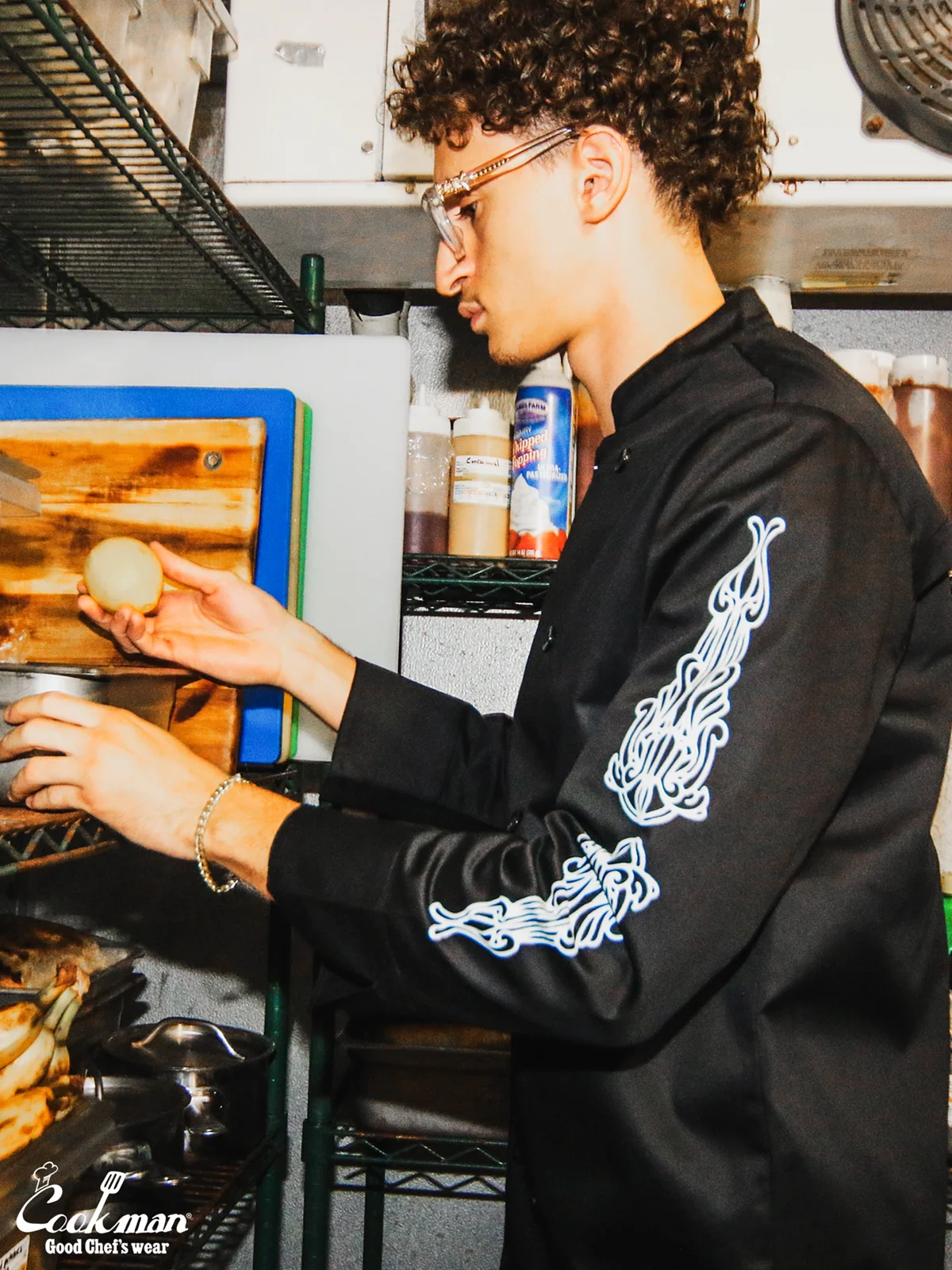 �����ե����� Chef Coat Long Sleeve Vented Cutlery Black