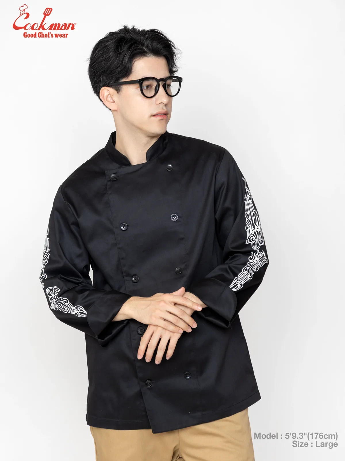 �����ե����� Chef Coat Long Sleeve Vented Cutlery Black
