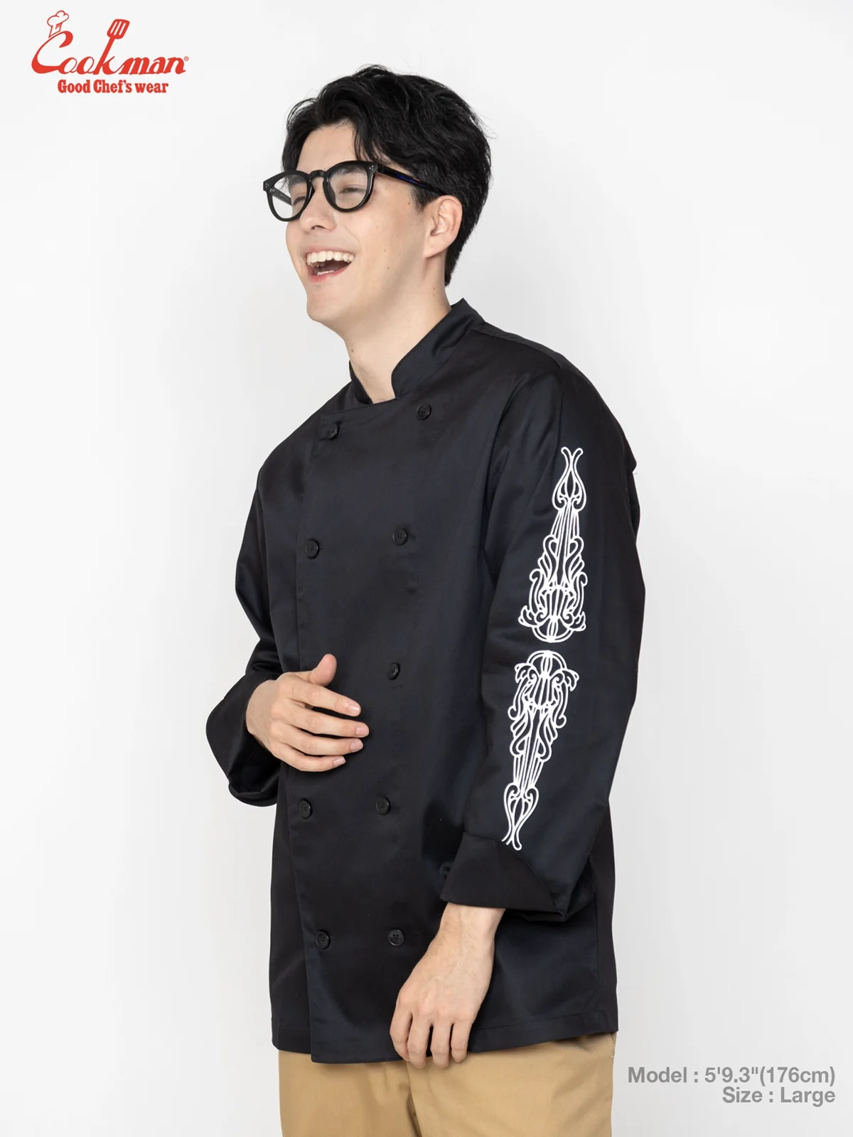 �����ե����� Chef Coat Long Sleeve Vented Cutlery Black