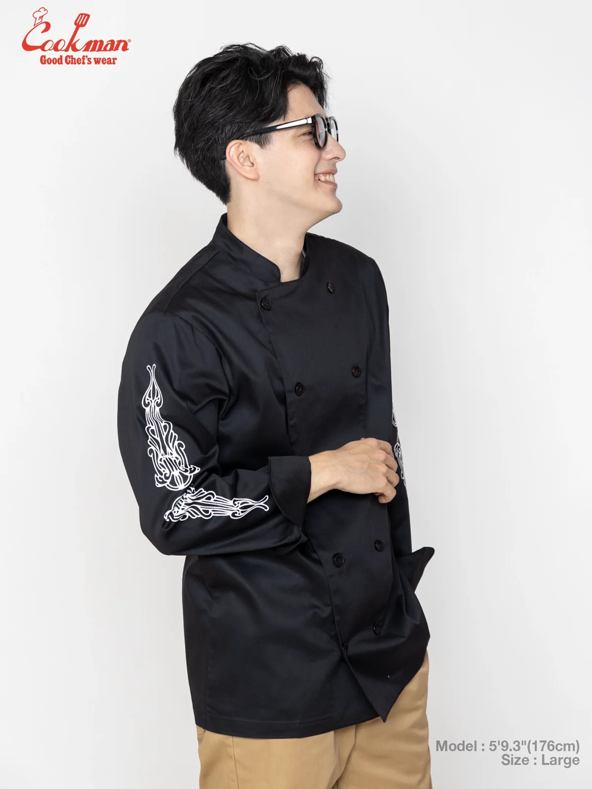 �����ե����� Chef Coat Long Sleeve Vented Cutlery Black