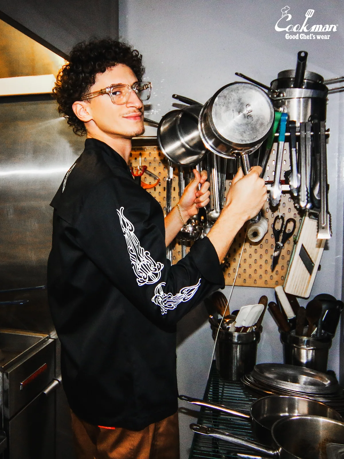 �����ե����� Chef Coat Long Sleeve Vented Cutlery Black